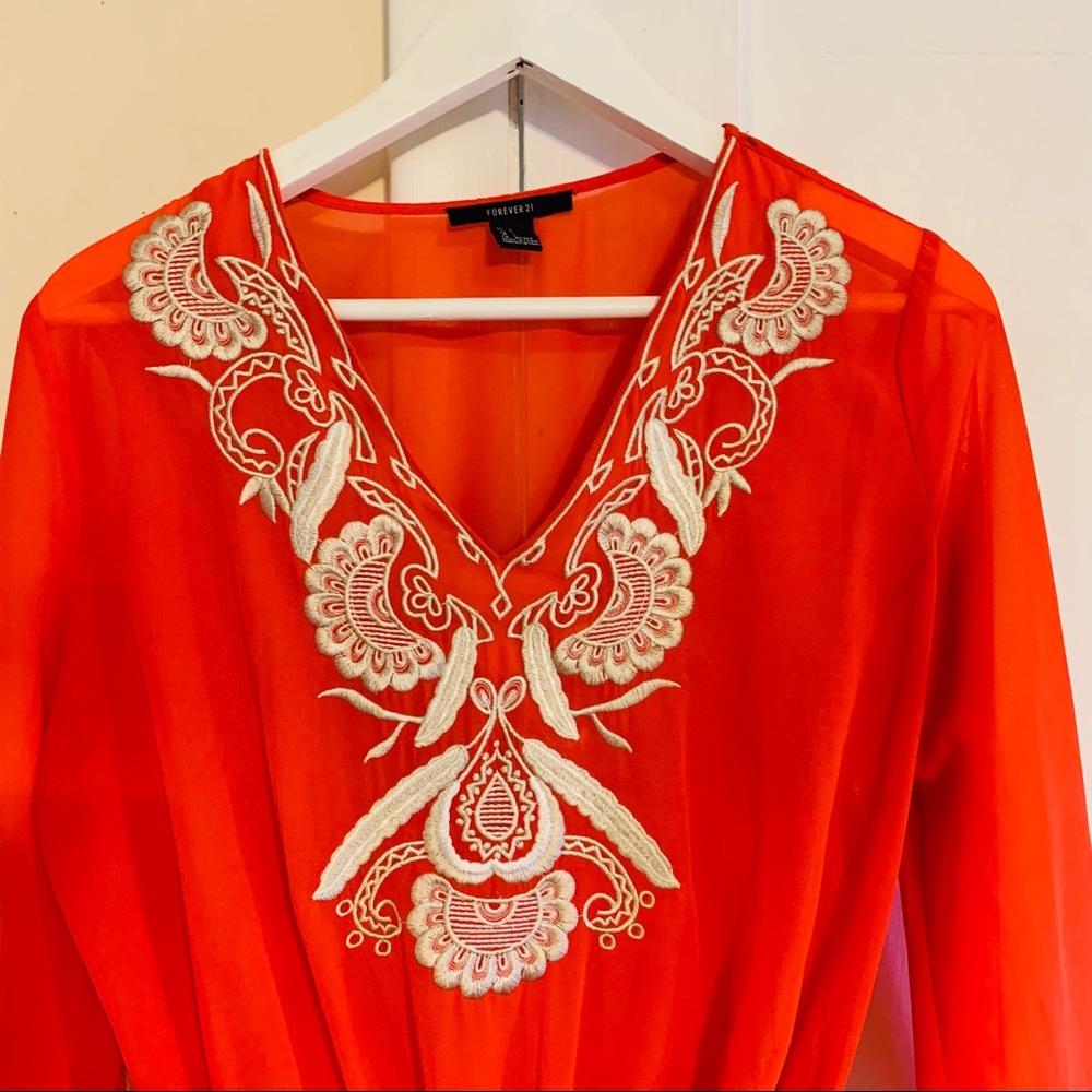 Embroidered swim coverup